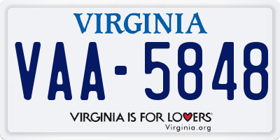 VA license plate VAA5848