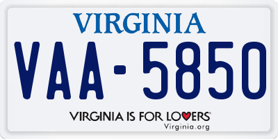 VA license plate VAA5850