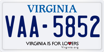 VA license plate VAA5852