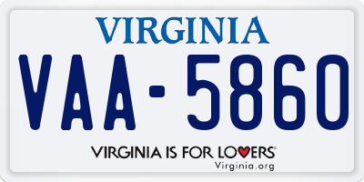 VA license plate VAA5860