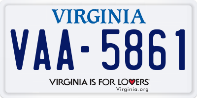 VA license plate VAA5861