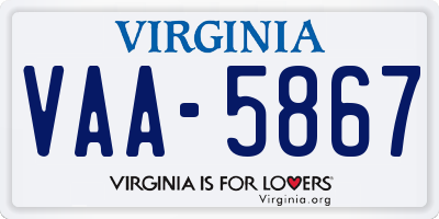 VA license plate VAA5867