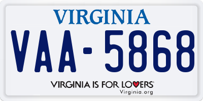 VA license plate VAA5868