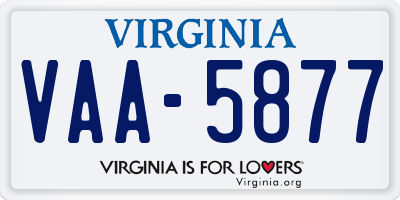 VA license plate VAA5877