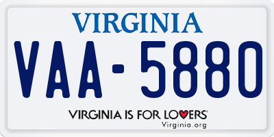 VA license plate VAA5880