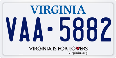 VA license plate VAA5882