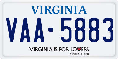 VA license plate VAA5883