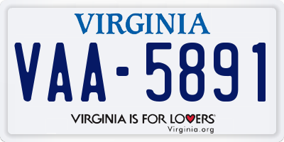 VA license plate VAA5891