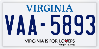 VA license plate VAA5893