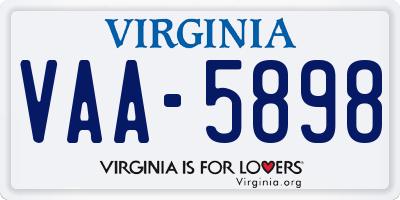 VA license plate VAA5898