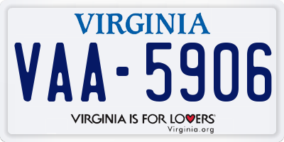 VA license plate VAA5906