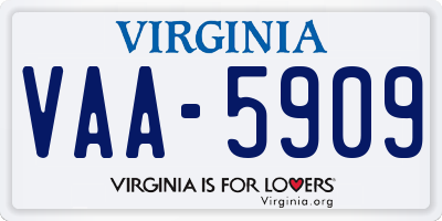 VA license plate VAA5909