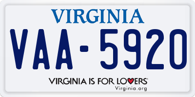 VA license plate VAA5920