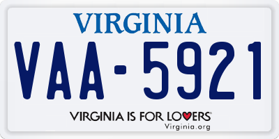 VA license plate VAA5921