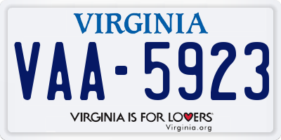 VA license plate VAA5923