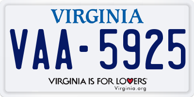 VA license plate VAA5925