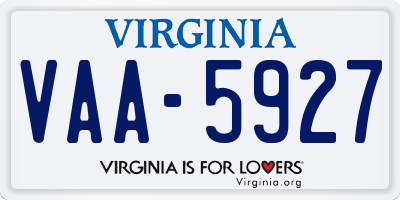 VA license plate VAA5927