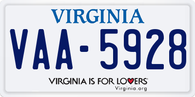 VA license plate VAA5928