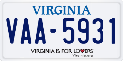 VA license plate VAA5931
