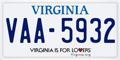 VA license plate VAA5932