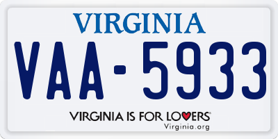 VA license plate VAA5933