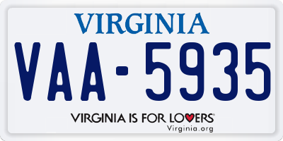 VA license plate VAA5935