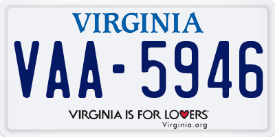 VA license plate VAA5946