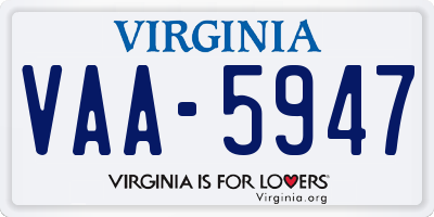 VA license plate VAA5947