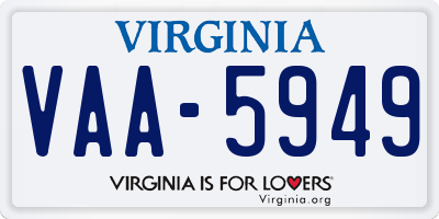 VA license plate VAA5949