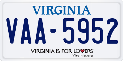 VA license plate VAA5952