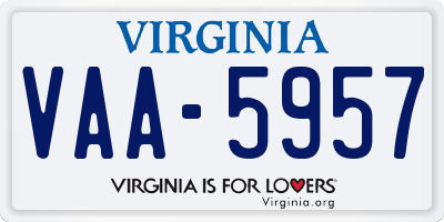 VA license plate VAA5957