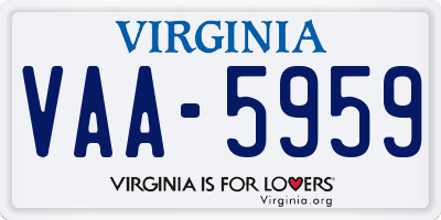 VA license plate VAA5959