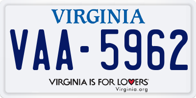 VA license plate VAA5962