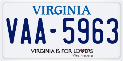VA license plate VAA5963
