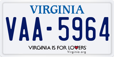 VA license plate VAA5964