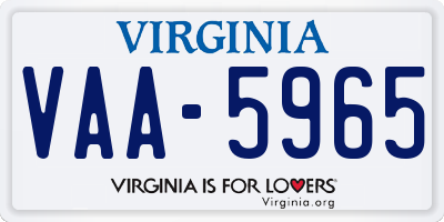 VA license plate VAA5965