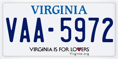 VA license plate VAA5972