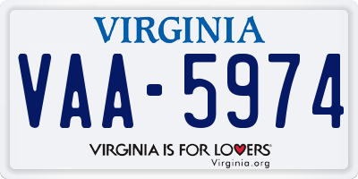 VA license plate VAA5974