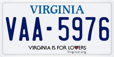 VA license plate VAA5976