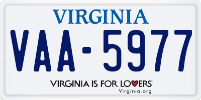 VA license plate VAA5977