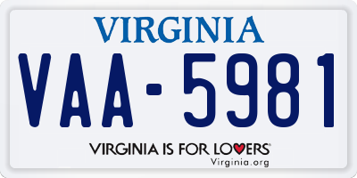 VA license plate VAA5981