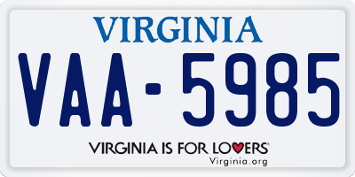 VA license plate VAA5985