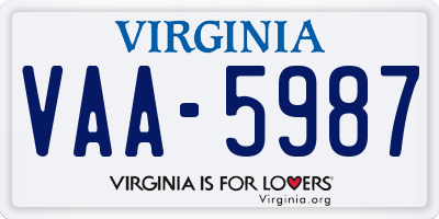 VA license plate VAA5987