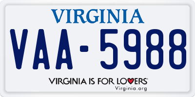 VA license plate VAA5988