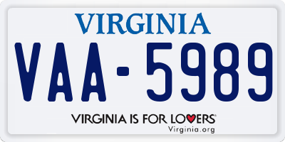 VA license plate VAA5989