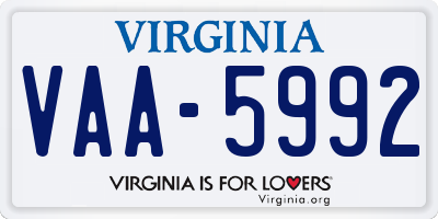 VA license plate VAA5992