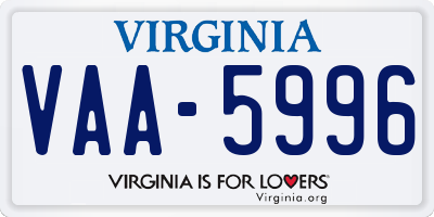 VA license plate VAA5996