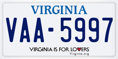VA license plate VAA5997