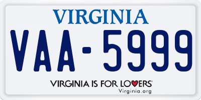 VA license plate VAA5999