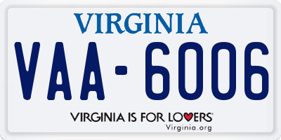 VA license plate VAA6006